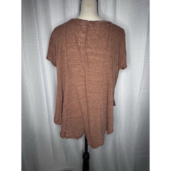 NEW Free People Women’s M Brown Sammie V-Neck Short Sleeve Tunic Top HOBO NWT - Picture 6 of 8